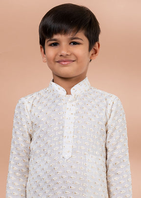 White Viscose Kurta & Pajama Set