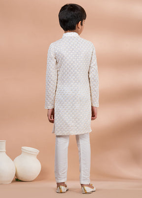 White Viscose Kurta & Pajama Set