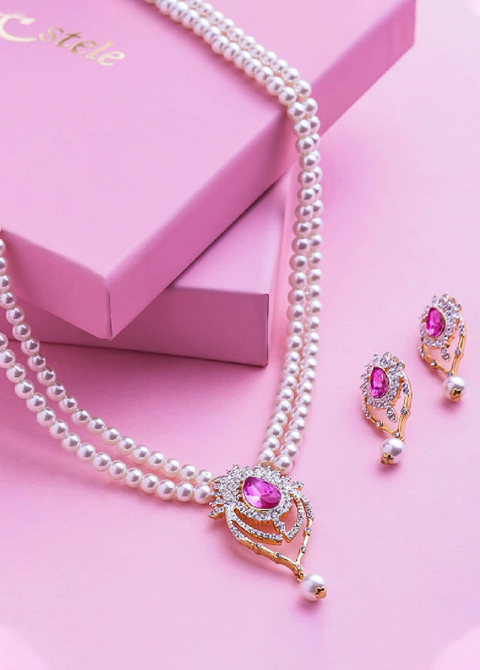 Gold And Rhodium Plated Versatiloe Pearl Jewellery Set - Indian Silk House Agencies