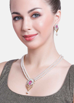 Gold And Rhodium Plated Versatiloe Pearl Jewellery Set - Indian Silk House Agencies