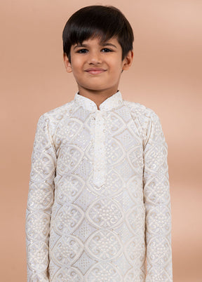 White Viscose Kurta & Pajama Set