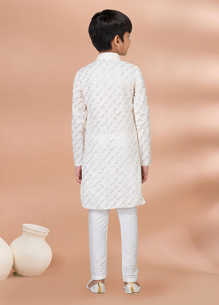 White Viscose Kurta & Pajama Set