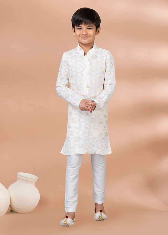 White Viscose Kurta & Pajama Set