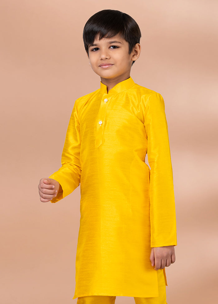 Yellow Dupion Silk Kurta & Pajama Set