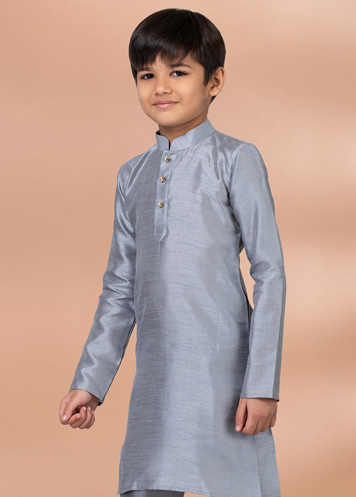 Grey Dupion Silk Kurta & Pajama Set