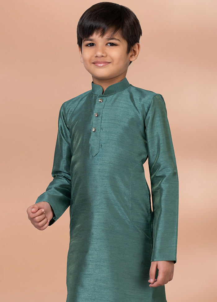 Green Dupion Silk Kurta & Pajama Set