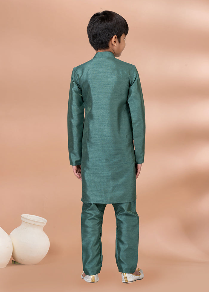 Green Dupion Silk Kurta & Pajama Set