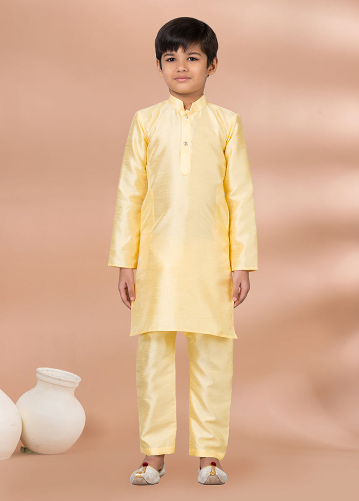 Yellow Dupion Silk Kurta & Pajama Set
