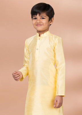 Yellow Dupion Silk Kurta & Pajama Set