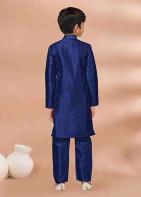 Blue Dupion Silk Kurta & Pajama Set