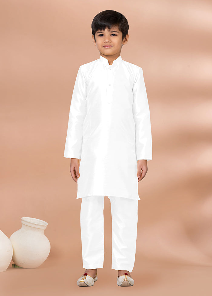 White Dupion Silk Kurta & Pajama Set