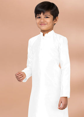 White Dupion Silk Kurta & Pajama Set