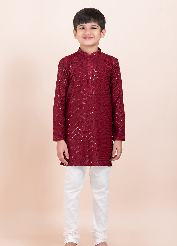 Maroon Viscose Kurta & Pajama Set