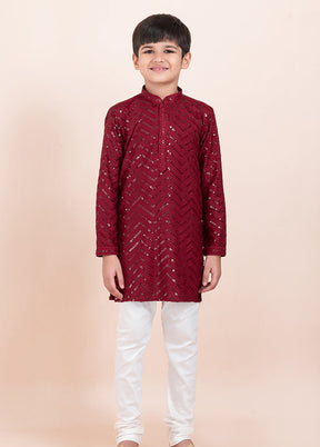 Maroon Viscose Kurta & Pajama Set