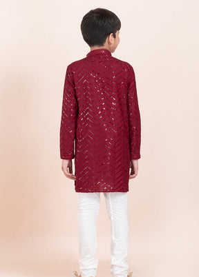 Maroon Viscose Kurta & Pajama Set