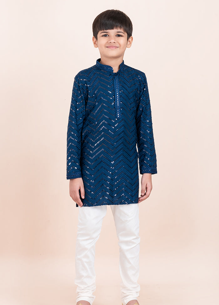Blue Viscose Kurta & Pajama Set