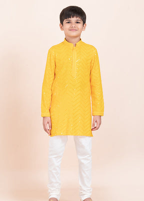 Yellow Viscose Kurta & Pajama Set