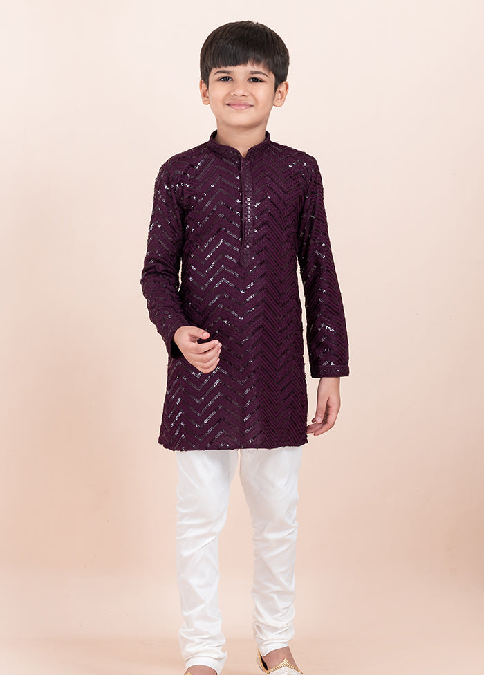 Purple Viscose Kurta & Pajama Set