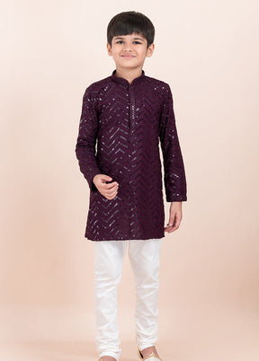 Purple Viscose Kurta & Pajama Set