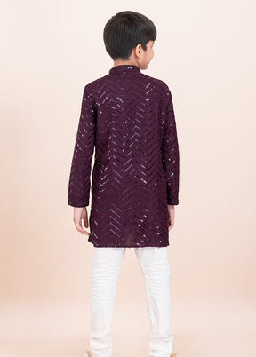 Purple Viscose Kurta & Pajama Set