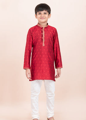Red Cotton Kurta & Pajama Set
