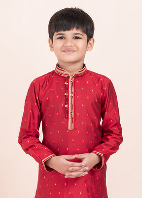 Red Cotton Kurta & Pajama Set