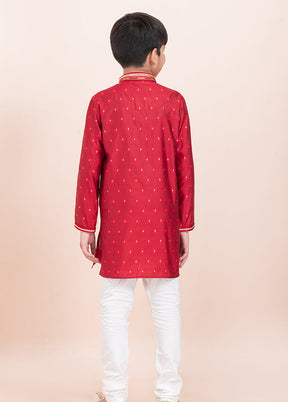 Red Cotton Kurta & Pajama Set