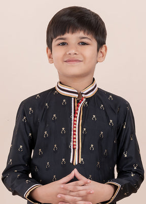 Black Cotton Kurta & Pajama Set
