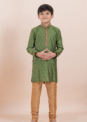 Green Cotton Kurta & Pajama Set