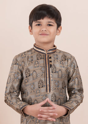 Multicolor Jacquard Silk Kurta & Pajama Set