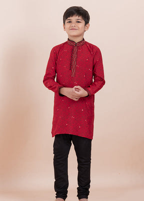 Red Cotton Kurta & Pajama Set