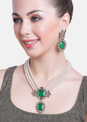 Gold Plated Aesthetic Pearl Jewellery Set - Indian Silk House Agencies