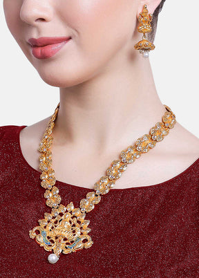 Gold Plated Laxmi And Peacock Haar Jewellery Set - Indian Silk House Agencies