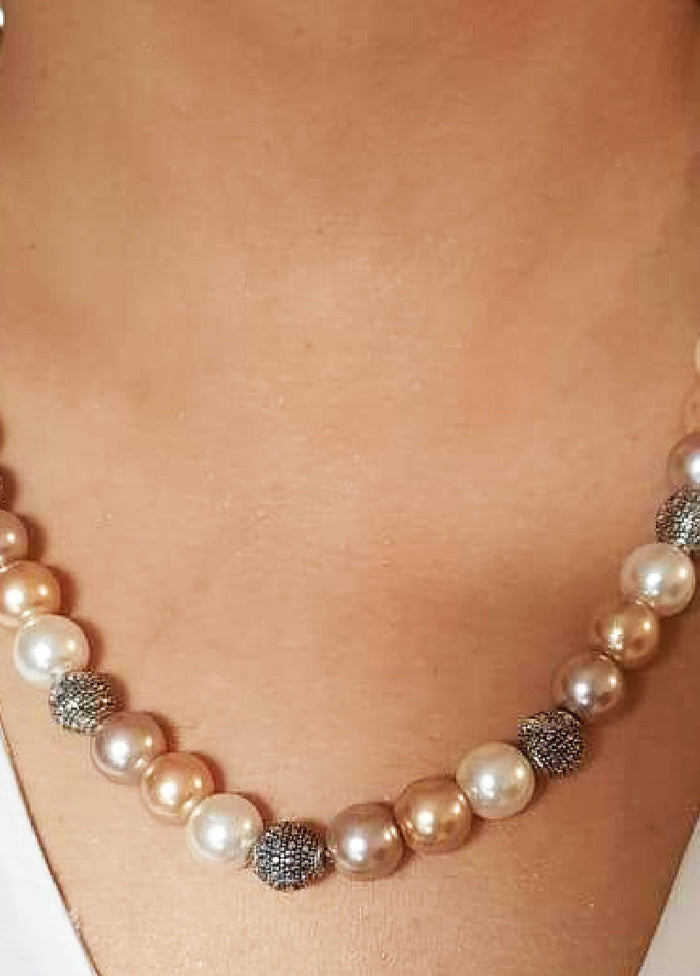 Rhodium Plated Exclusive Pearl Necklace - Indian Silk House Agencies