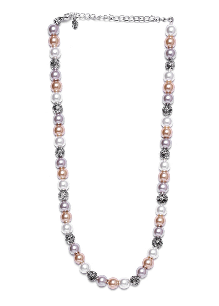 Rhodium Plated Exclusive Pearl Necklace - Indian Silk House Agencies