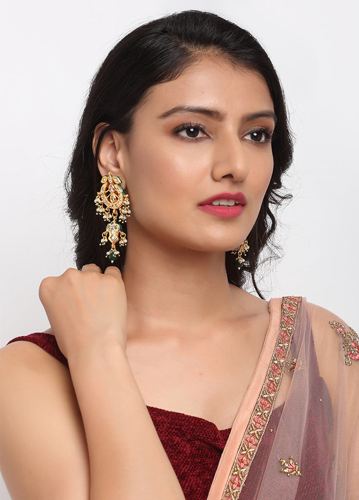 Gold Plated Kundan Dangler Earrings - Indian Silk House Agencies