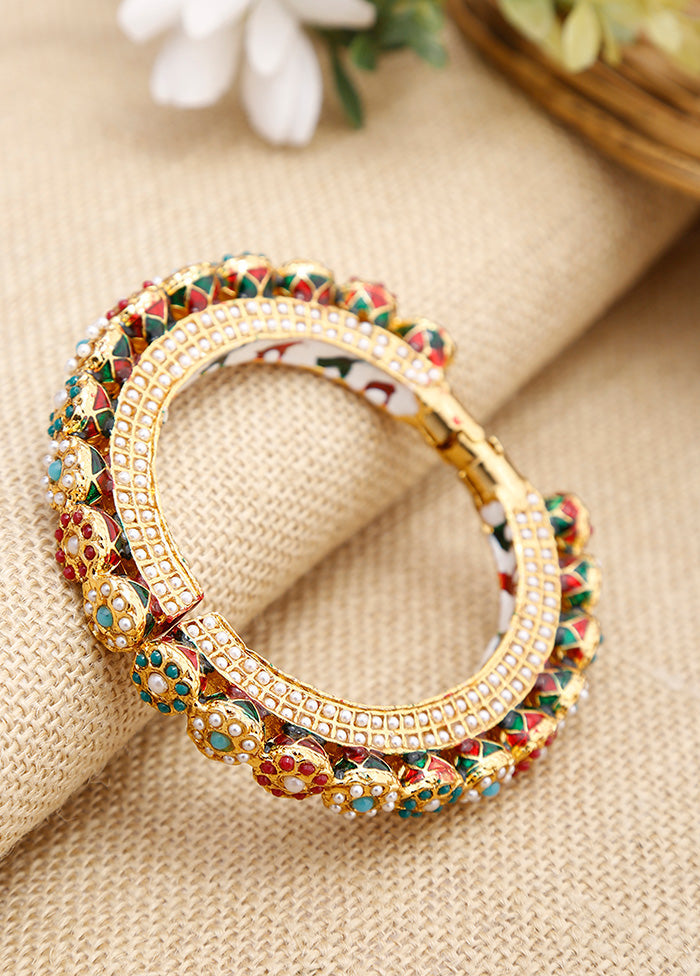 Gold Plated Kundan Bangle - Indian Silk House Agencies