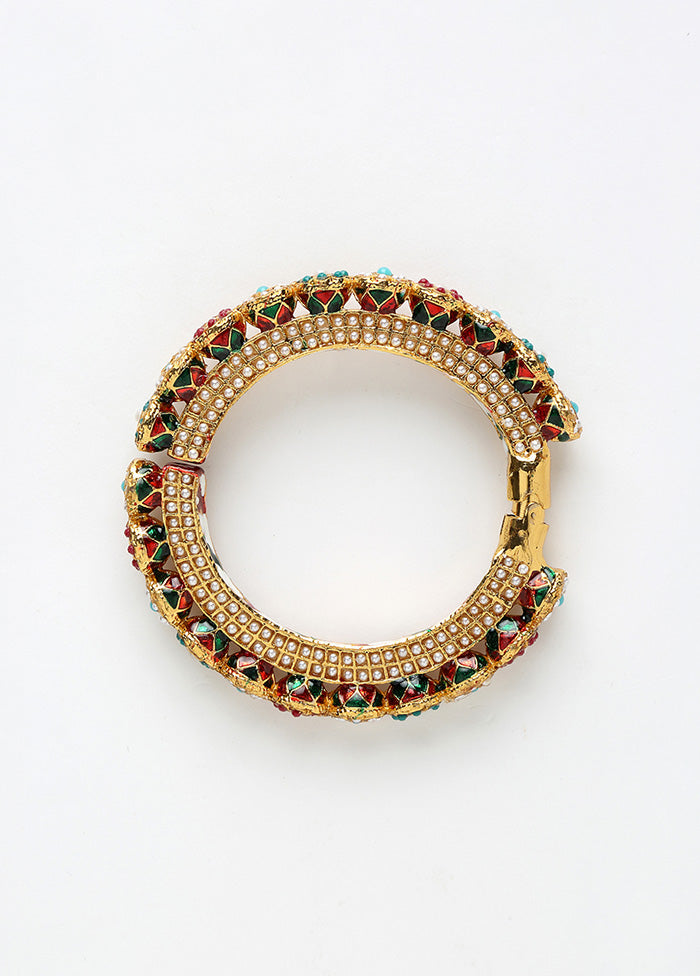 Gold Plated Kundan Bangle - Indian Silk House Agencies