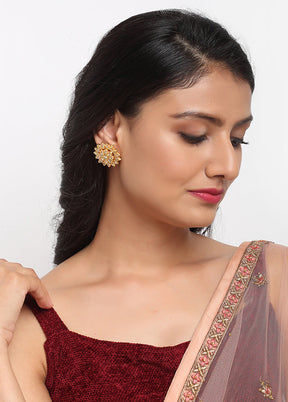 Gold Plated Kundan Stud Earrings - Indian Silk House Agencies