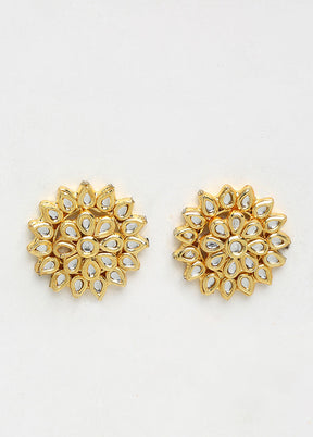 Gold Plated Kundan Stud Earrings - Indian Silk House Agencies