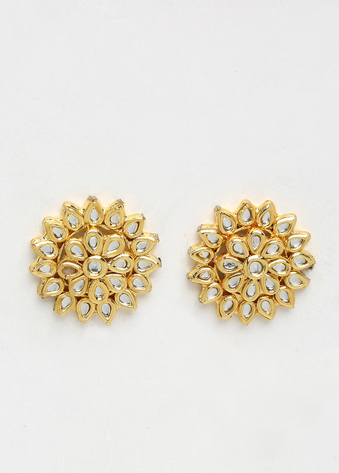 Gold Plated Kundan Stud Earrings - Indian Silk House Agencies