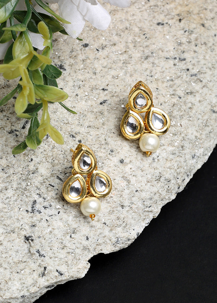 Gold Plated Kundan Stud Earrings - Indian Silk House Agencies