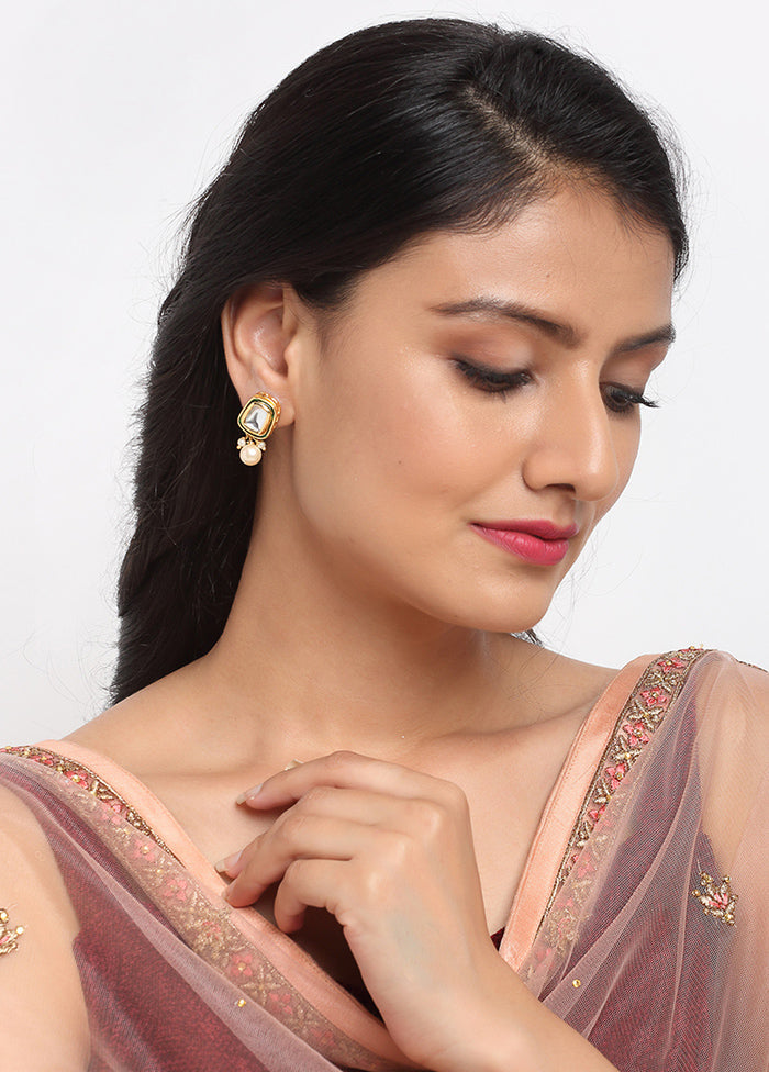 Gold Plated Kundan Dangler Earrings - Indian Silk House Agencies