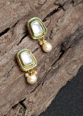 Gold Plated Kundan Dangler Earrings - Indian Silk House Agencies