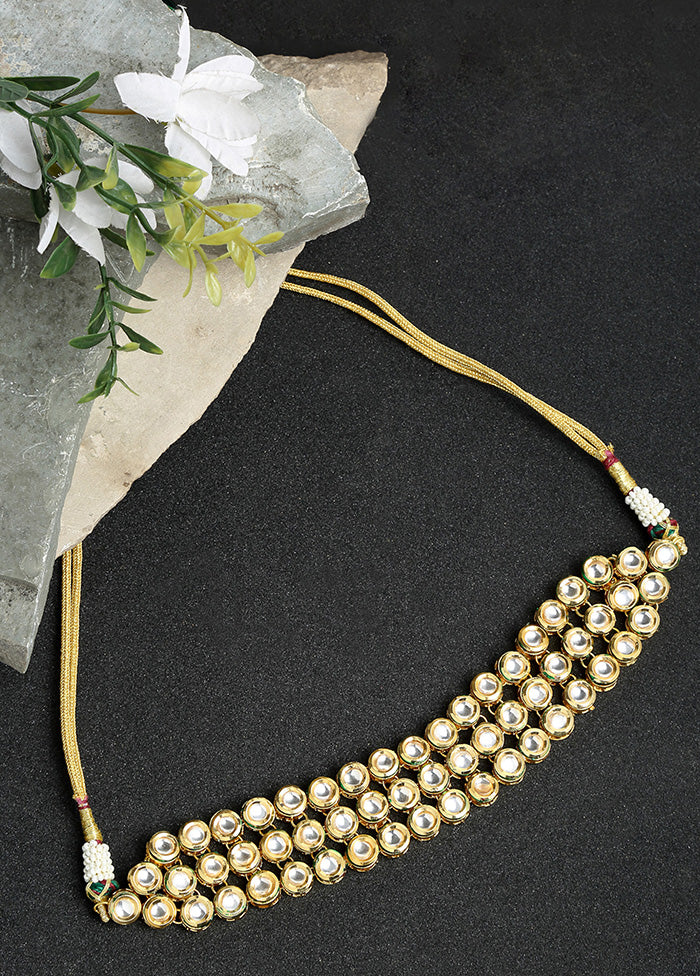 Gold Plated Kundan Necklace - Indian Silk House Agencies