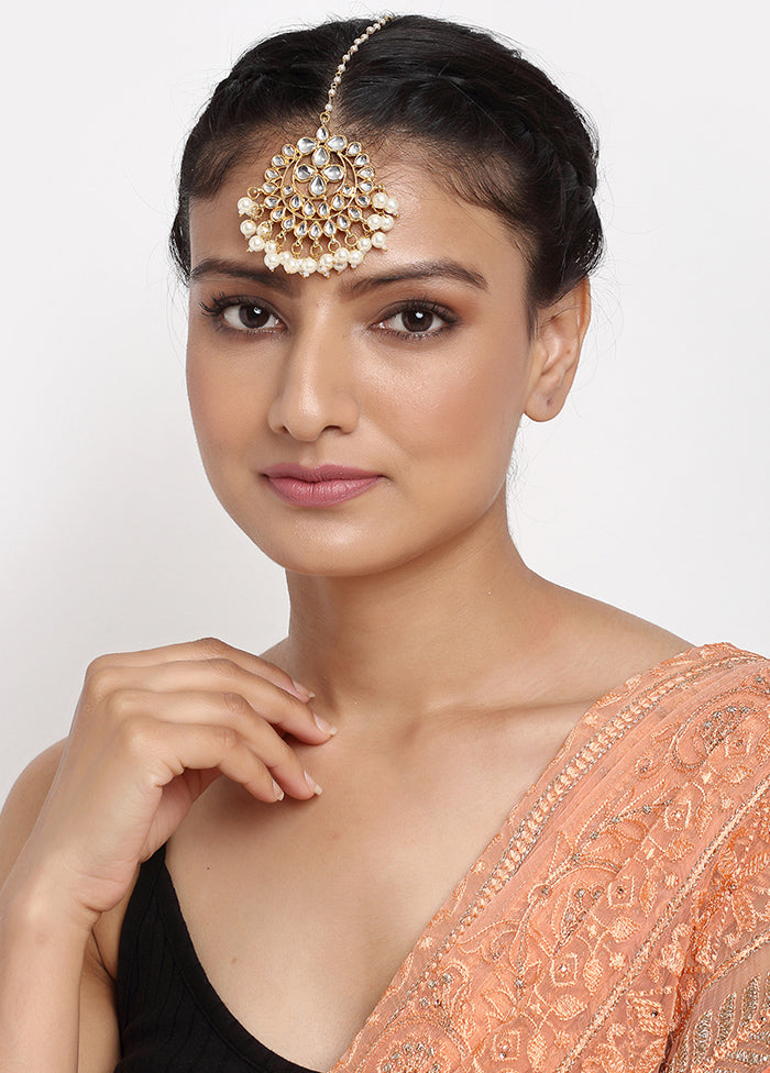 Gold Plated Kundan Mangtika Head Jewellery - Indian Silk House Agencies