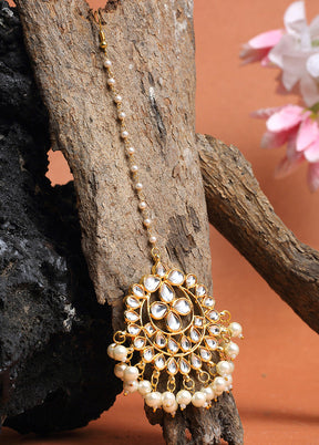 Gold Plated Kundan Mangtika Head Jewellery - Indian Silk House Agencies