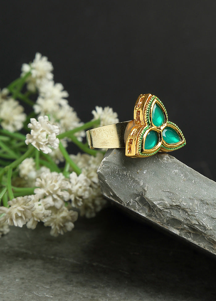 Gold Plated Kundan Finger Ring - Indian Silk House Agencies