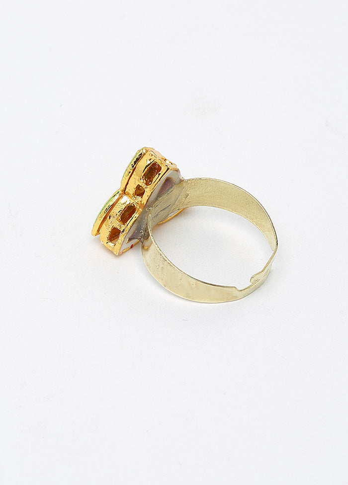 Gold Plated Kundan Finger Ring - Indian Silk House Agencies