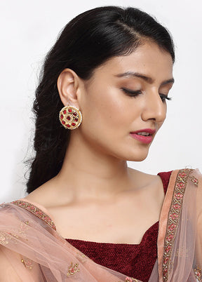 Gold Plated Kundan Stud Earrings - Indian Silk House Agencies